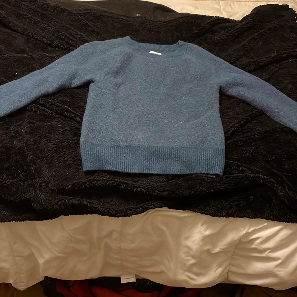 A fuzzy blue sweater. From Lou and Grey. Sz. SM.